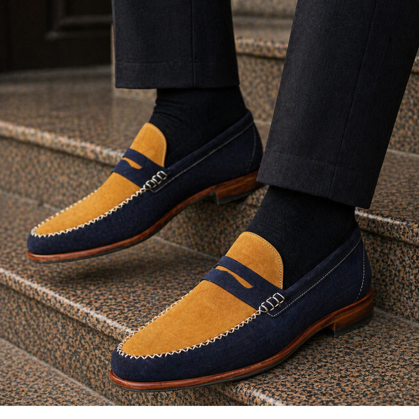 Men's Multi Color Pure Suede Penny Loafers