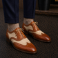 Men's Brown & Beige Suede Leather Wingtip Spectator Shoes