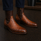 Handmade Men's Tan Brown Ostrich Leather Boots