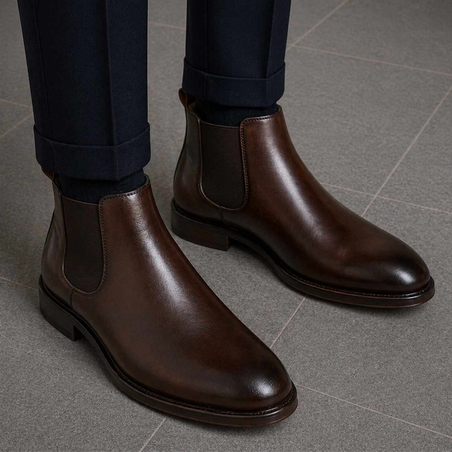 Classic men's handmade ankle boots in brown leather