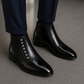 Men's Black Patent Leather Ankle High Button Boots