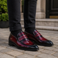 Men's Burgundy Patina Leather Penny Loafers