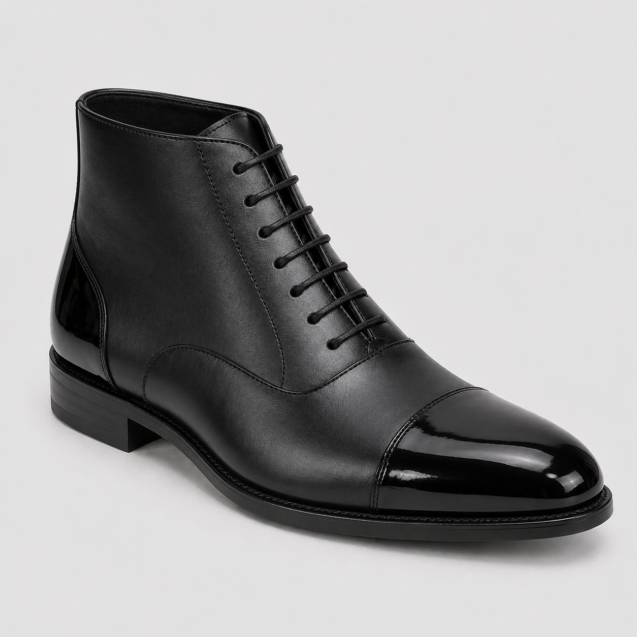 Men's Black Leather Ankle High Luxury Dress Boots