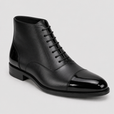 Men's Black Leather Ankle High Luxury Dress Boots