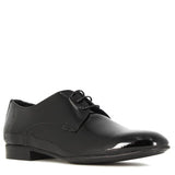 Elegant men's derby in shiny black leather