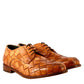 Men's elegant vintage tan derby in woven leather