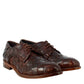 Men's elegant vintage dark brown derby in woven leather