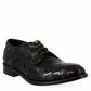 Elegant vintage black derby for men in woven leather