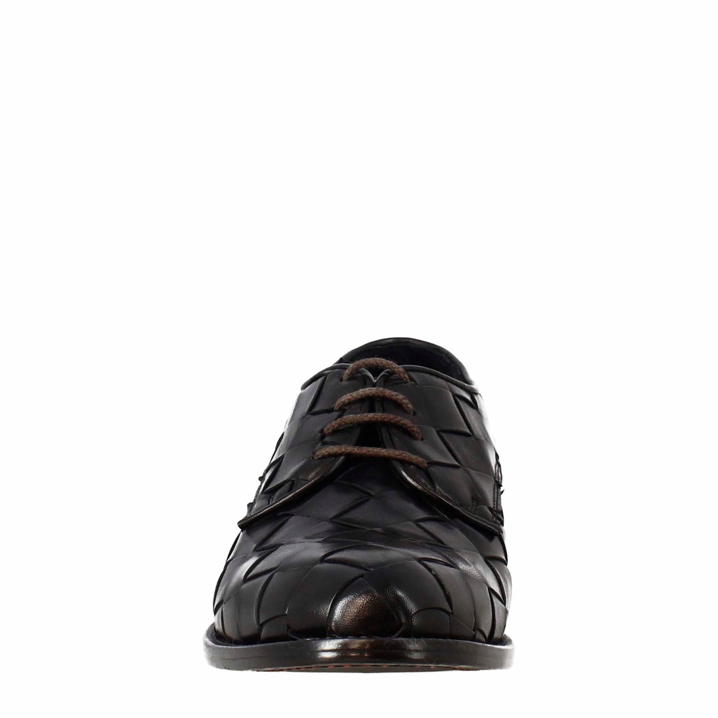 Elegant vintage black derby for men in woven leather