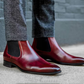 Men's Luxury Ox-Blood Leather Ankle High Chelsea Boots