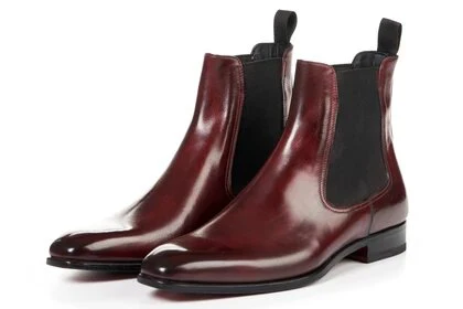 Men's Luxury Ox-Blood Leather Ankle High Chelsea Boots