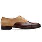 Men's Brown-Beige Suede Leather Cap Toe Dress Shoes