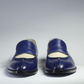 Men's Blue & Beige Patina Leather Moccasin Loafers