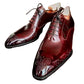Men's Handmade Ox Blood Leather Medallion Toe Shoes