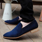 Handmade Men's Blue Suede Leather Moccasin Loafers