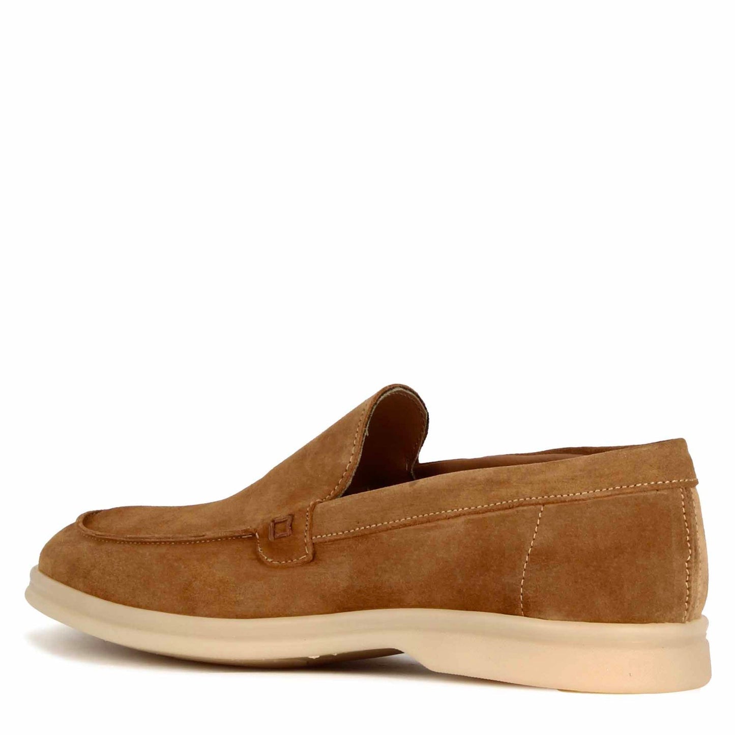Casual men's moccasin in light brown suede