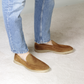 Casual men's moccasin in light brown suede