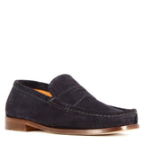 Handmade dark blue suede men's moccasin