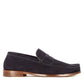 Handmade dark blue suede men's moccasin