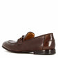 Men's dark brown leather moccasin with horsebit