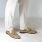 Handmade suede moccasin with beige tassels