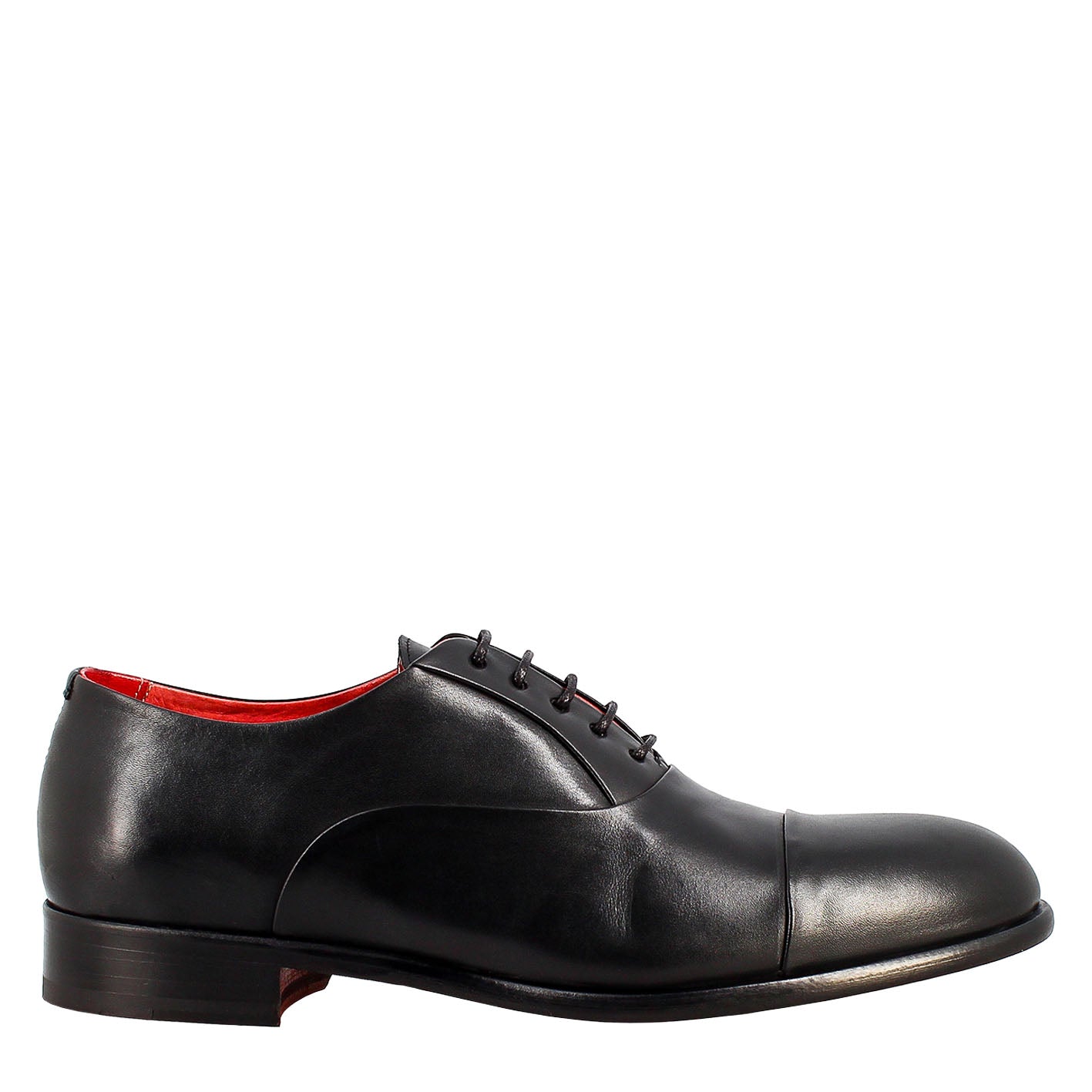 Men's elegant black oxford in leather and red lining