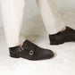 Men's double buckle shoe in dark brown suede