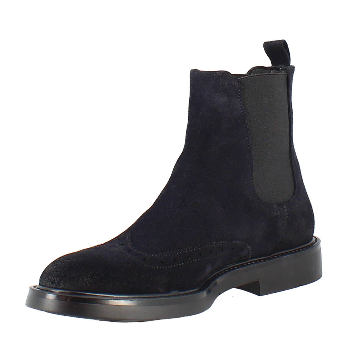 Chelsea boot in blue suede with rubber sole