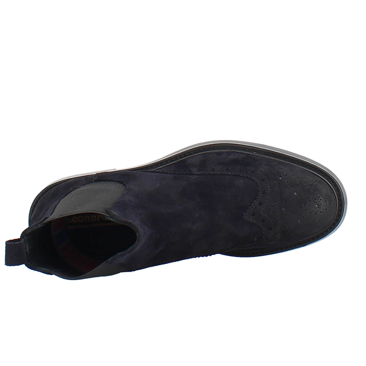 Chelsea boot in blue suede with rubber sole