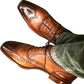 Men's Brown Leather Wingtip Brogue Oxford Shoes